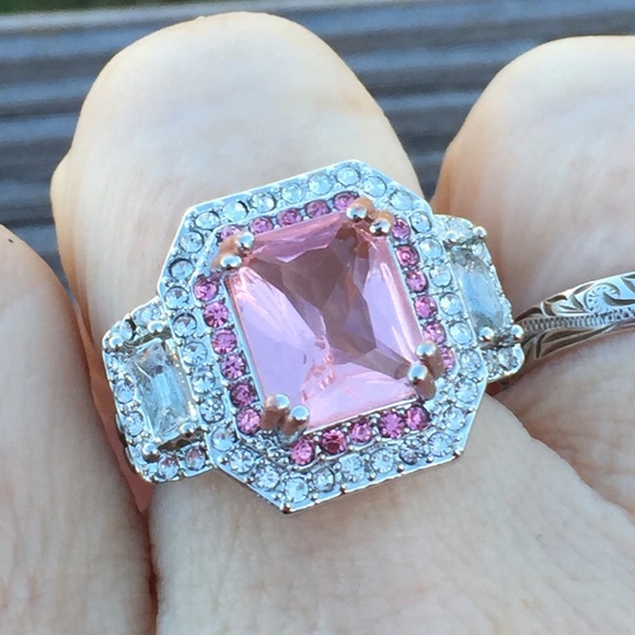 Jewelry - Pink and White Sapphire Large S925 Silver Ring